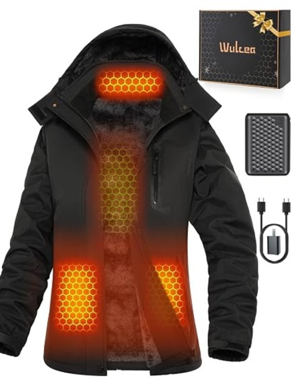 Wulcea Graphene Heated Jacket Fur Lined Large Capacity Battery - Medium NEW